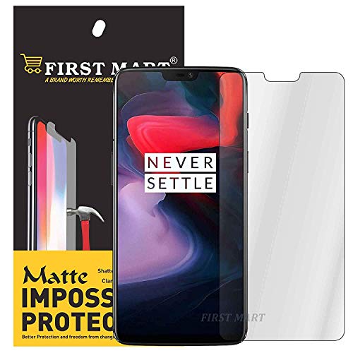 Product Cover First MART Screen Protector Oneplus 6 - Flexiable Matte Tempered Glass Precisely-Engineered Hammer Proof Impossible Fiber Film Screen Guard with Installation Kit - Texture Effect