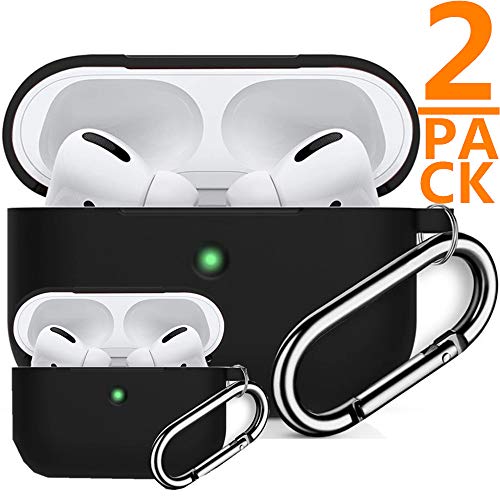 Product Cover 2pack Upgrade AirPods Pro Case Protective Cover (Front LED Visible) Environmentally Friendly Silicone Durable Prevents Scratch/Falling (Black) ...
