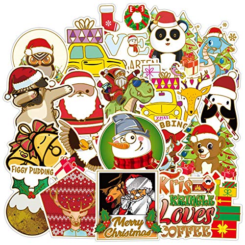 Product Cover Gaekce 52-Pcs Christmas Stickers Decals,Cute Waterproof Christmas Stickers for Christmas Decoration,Holiday Celebration Stickers,Window Clings Decals,Party Supplies, Water Bottle,Phone,Hydro Flask