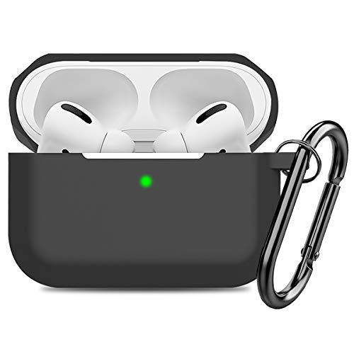 Product Cover Compatible AirPods Pro Case Cover Silicone Protective Case Skin for Apple Airpod Pro 2019 (Front LED Visible) Black
