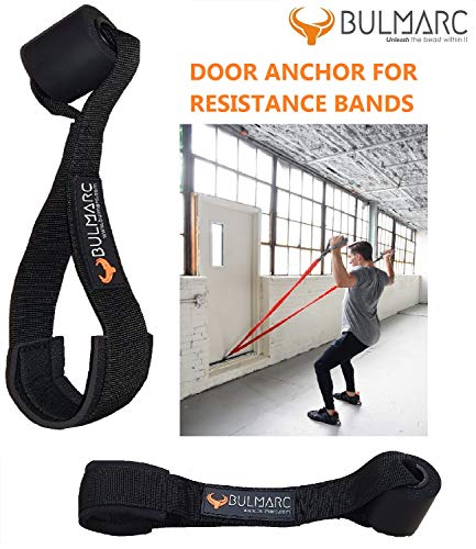 Product Cover Bulmarc's Ultra Strong Door Anchor for Resistance Bands, Tubes, Loop Bands,Toning with Loop Connector, Premium Nylon Foam Wheel and Neoprene Padding with double Stitching for Door Damage Protection