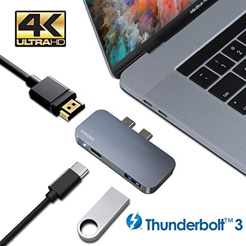 Product Cover USB C Hub, Thunderbolt 3 Adapter, TOWOND 3-in-1 USB C Adapter Mac Dongle with 4K USB C to HDMI, 100W PD Charging, USB 3.0 Port for MacBook Air 2019/2018,MacBook Pro 2019/2018/ 2017 13-Inch 15-Inch