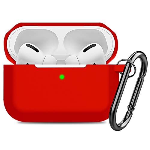 Product Cover Compatible AirPods Pro Case Cover Silicone Protective Case Skin for Apple Airpod Pro 2019 (Front LED Visible) Red