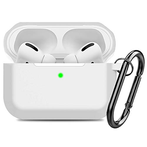 Product Cover Compatible AirPods Pro Case Cover Silicone Protective Case Skin for Apple Airpod Pro 2019 (Front LED Visible) White