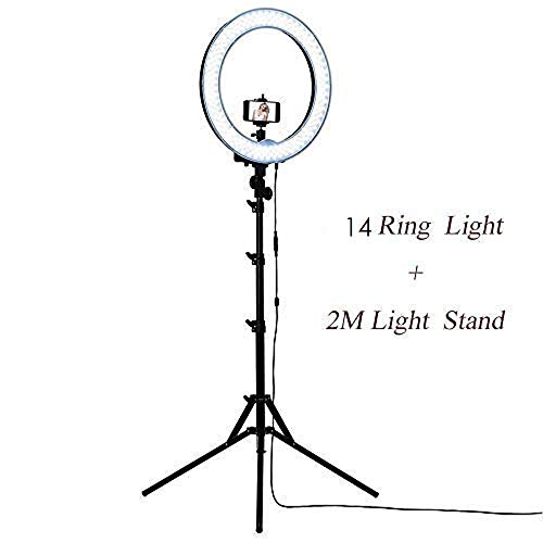 Product Cover 14 Inches Big LED Ring Light for Camera Smartphone YouTube Video Shooting and Makeup, Stand and Light (with Stand) for tiktok,Musically,vigo and Many More