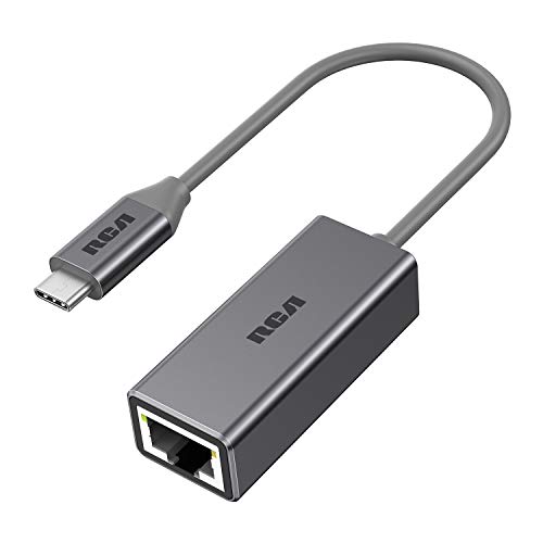 Product Cover RCA USB C to Ethernet Adapter,USB Type C to 1000/100/10Mbps RJ45 LAN Gigabit Ethernet Network Adapter for Type C Laptops and Other USB Type C Devices,Windows 7/8/8.1/10,MacOS 10.6 or Above