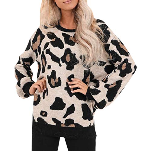 Product Cover BOLUOYI Women's Leopard Print Casual Pullover Long Sleeve Sweatshirts Top Blouse Khaki