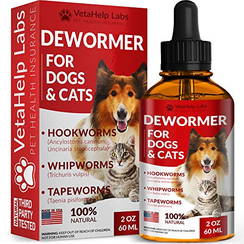 Product Cover VetaHelp Labs Dewormer for Dogs & Cats (2 OZ) - Treat & Prevent - Broad Spectrum Whipworm, Roundworm & Tapeworm Dewormer - Made in USA - Natural Powerful Blend - Senior Pets, Kitten & Puppy Dewormer