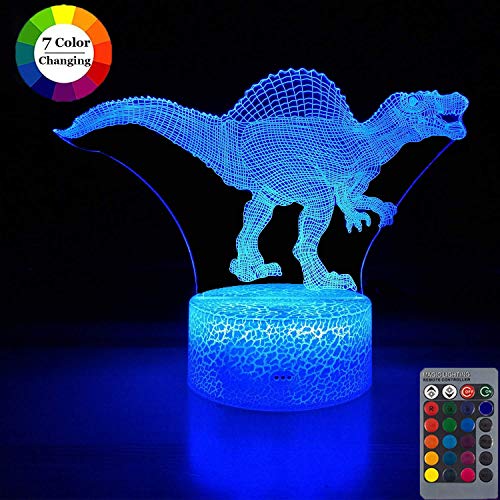 Product Cover Gmatrix Dinosaur 3D Illusion Lamp, 3D Night Lights for Kids Boys 7 Color Change with USB, Touch&Remote Control