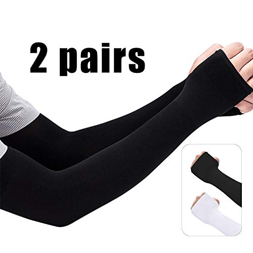 Product Cover Arm Sleeves quick-dryingUV Protection Cooling contact cold sense -5 °C with thumb hole for Driving Golf&Other Outdoor Sports for Men&Women (2 pairs)