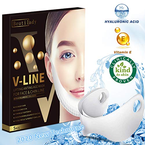 Product Cover V Line Mask Chin Up Patch Double Chin Reducer, V-Shape Lifting Up Face Mask Chin Mask V Up Contour Tightening Firming Face Lift Tape Neck Mask V-Line Lifting Patches Chin Up Slimming Treatment, 5pcs