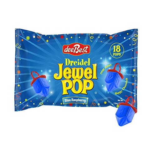 Product Cover Dee Best Dreidel Jewel Pop Ring Shape Candy - Blue Raspberry 18 Count Individually Wrapped