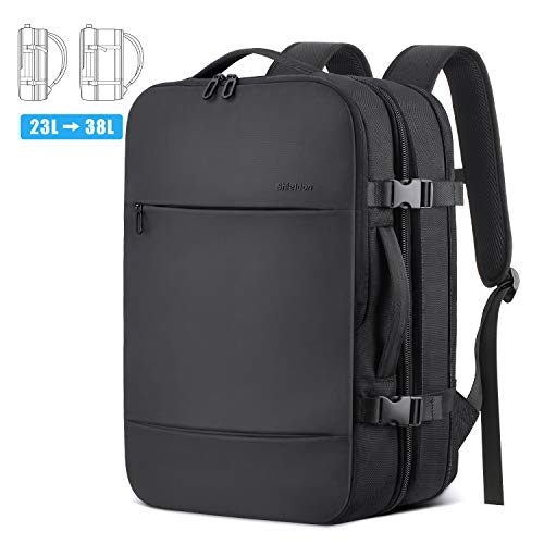 Product Cover SHIELDON 17-inch Laptop Backpack, Adjustable 23L-38L Expandable Travel Backpack with Anti-Theft Pocket Water Repellent Durable Carry-on Multipurpose Bag, Business Weekender Luggage Backpack - Black