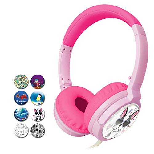 Product Cover Skyaudio 2020 Upgraded DIY Kid Headphones Volume Limiting Bass Stereo Headphones Foldable Adjustable Headphones Portable Line Kid Headphones (Pink)
