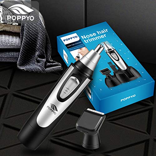 Product Cover Nose Hair Trimmer for Men Women, POPPYO 2019 Professional Nose, Ear Hair Trimmer Clipper, Waterproof Stainless Steel Blade, Wet/Dry, Battery-Operated, All in 1 Hair Remover Set