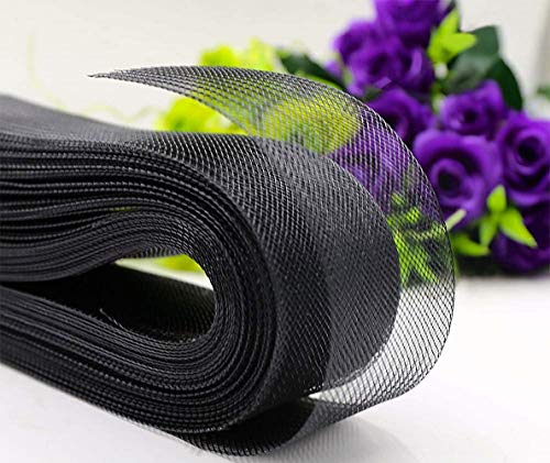 Product Cover Polyester Boning Stiff Polyester Horsehair Braid for Sewing Wedding Dress Dance Gowns Dress Accessories (Black, 4 Inch 25 Yard)