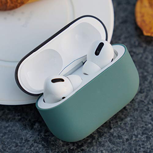 Product Cover DamonLight AirPods Pro Case [Front LED Visible][Supports Wireless Charging] Shock Proof Protective Cover for Airpods Pro Charging Case(Black+Midnight Green)
