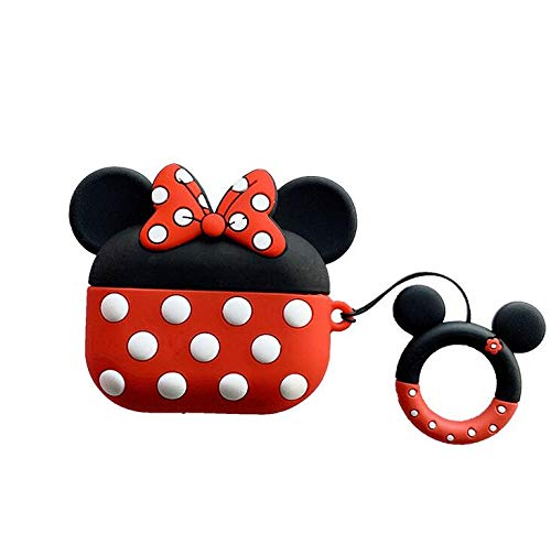 Product Cover Compatible with Airpods Pro Case,Cute Cartoon Disney Mickey Minnie Mouse Design Soft Silicone Protective Case for Apple Airpods Pro 2019/Airpods Pro 3,Red