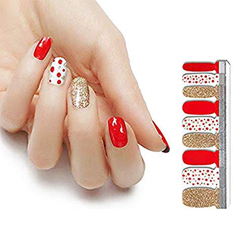 Product Cover HIGH'S EXTRE ADHESION 18Pcs Nail Art Transfer Decals Sticker Design Series The Cocktail Collection Manicure DIY Nail Polish Strips Wraps for Christmas,Party,Shopping (Colorful Christmas)