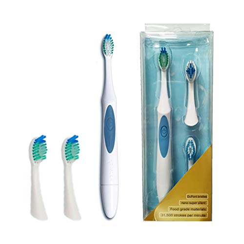 Product Cover Nano Sonic Toothbrush, TANGXIA Battery Powered Toothbrush Adult Electric Toothbrush with 2 Replacement Heads