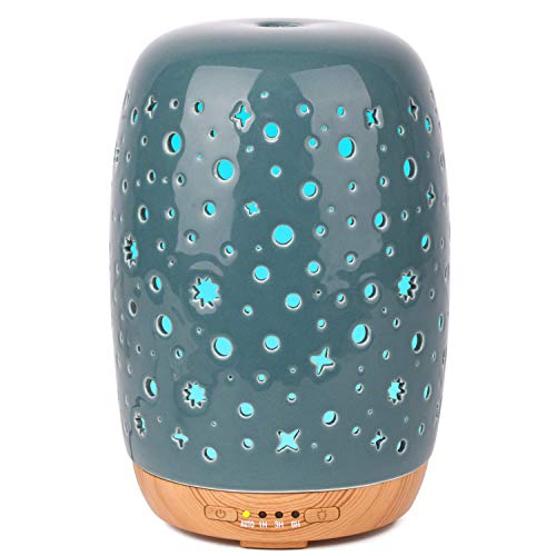 Product Cover Diffuserlove Ceramic Diffuser 250ML Ultrasonic Aromatherapy Essential Oil Diffuser Humidifier with Timer setting 7 Color LED Lights, Waterless Auto Shut-off for Office Bedroom Spa