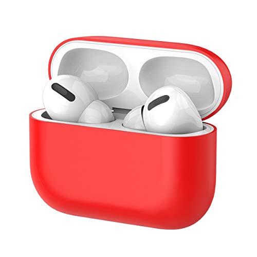 Product Cover Licheers Case for Airpods Pro, Protective Liquid Silicone Case, Shockproof Wireless Headphones Charging Case Cover Skin for AirPods Pro, Visible Front LED, Shock & Scratch Ultra-Thin Case (Red)