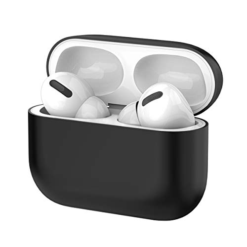 Product Cover Licheers Case for Airpods Pro, Protective Liquid Silicone Case, Shockproof Wireless Headphones Charging Case Cover Skin for AirPods Pro, Visible Front LED, Shock & Scratch Ultra-Thin Case (Black)