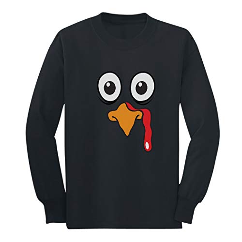 Product Cover Turkey Face Cute Little Turkey Funny Thanksgiving Long Sleeve Kids T-Shirt