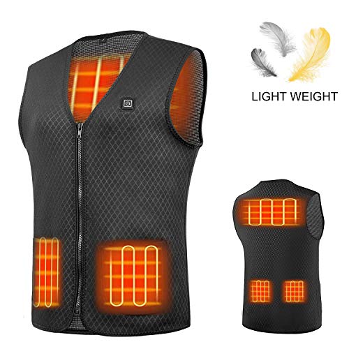 Product Cover AIMINTSEN Heated Vest Heated Jackets for Men Women USB Charging Electric Motorcycle Hunting Hiking Golf Outdoor Washable (Battery NOT Included) (Black, L)