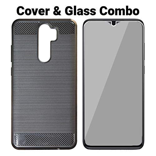 Product Cover POPIO Tempered Glass & Back Cover Combo For Redmi Note 8 Pro (Transparent Glass & Black Back Cover) Full Screen Coverage Except Edges With Installation Kit
