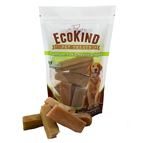 Product Cover EcoKind Pet Treats Himalayan Gold Yak Dog Chews | Grade A Quality, 100% Natural, Healthy & Safe for Dogs, Odorless, Treat for Dogs, Keeps Dogs Busy & Enjoying, Indoors & Outdoor Use (8 Small Sticks)