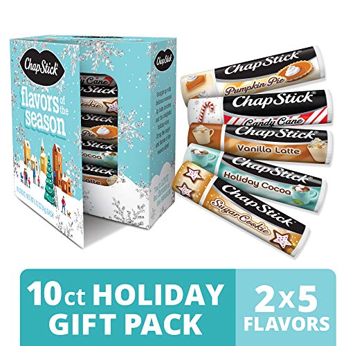 Product Cover ChapStick Valentines Day Gifts for Her (Candy Cane,Holiday Cocoa,Sugar Cookie,Pumpkin Pie and Vanilla Latte Flavors,2 Sticks of Each Flavor,10 Sticks),Lip Care, Moisturizer and Therapy
