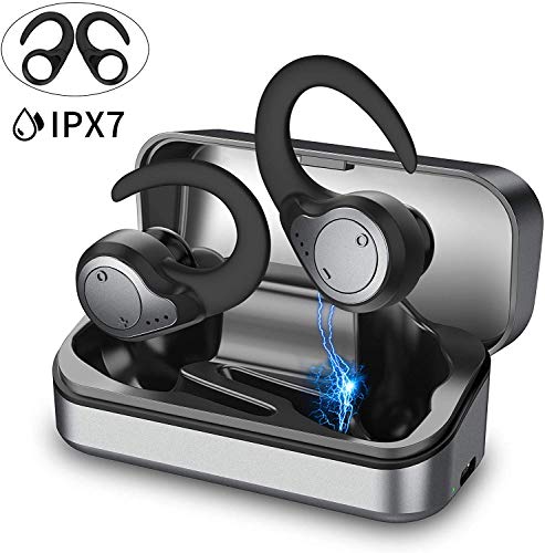Product Cover Wireless Earbuds, Bluetooth 5.0 Wireless Headphones [Type-C Quick Charge] IPX7 Waterproof TWS Stereo HiFi Sound Bluetooth Earbuds, 40H Playtime Bluetooth Earbuds with Single/Twin Mode (Black)