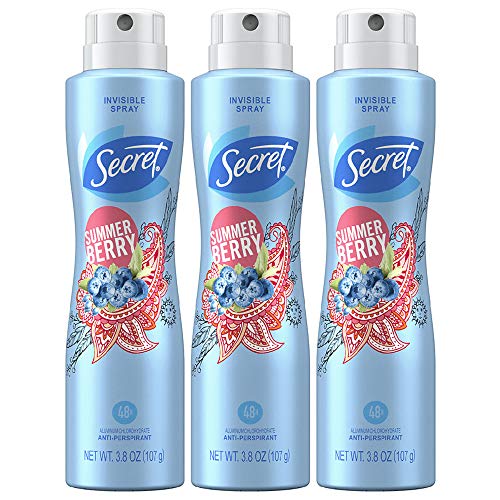 Product Cover Secret Invisible Spray, Antiperspirant & Deodorant, Summer Berry Scent, 3.8 Oz (Pack of 3)