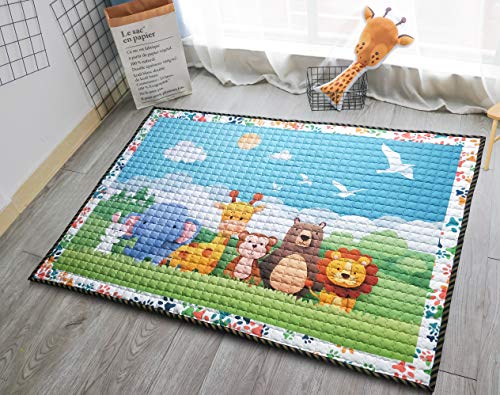 Product Cover Moiré Baby 3D Paper Craft Animal Learning Play Mat Extra Large 76 in. x 58 Padded Crawling Carpet for Babies (3D Paper Craft Animal)