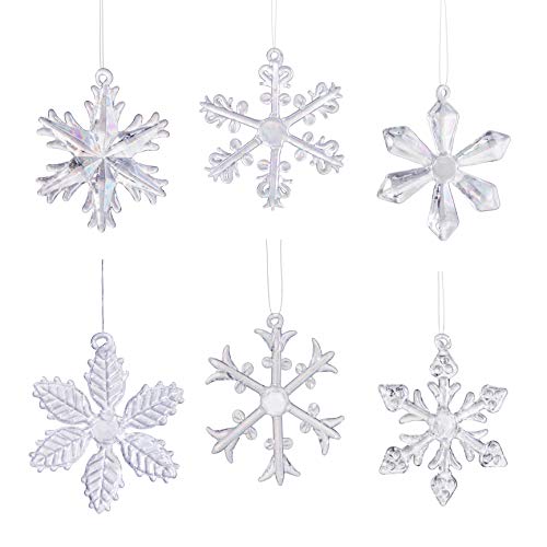 Product Cover Klikel Glass Snowflake Ornament - Winter Christmas Tree Hanging Decorations - Set of 18