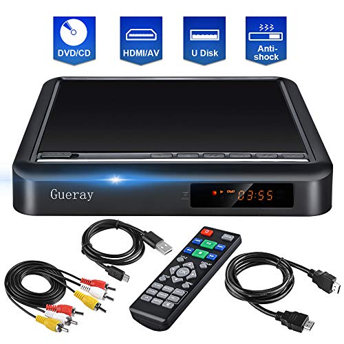 Product Cover DVD Player for TV CD Player Portable Disc Player with Full HD Gueray Upscaling External HDD Playback DVD-R/RW CD-R/RW USB Port Remote Control DivX AV Audio
