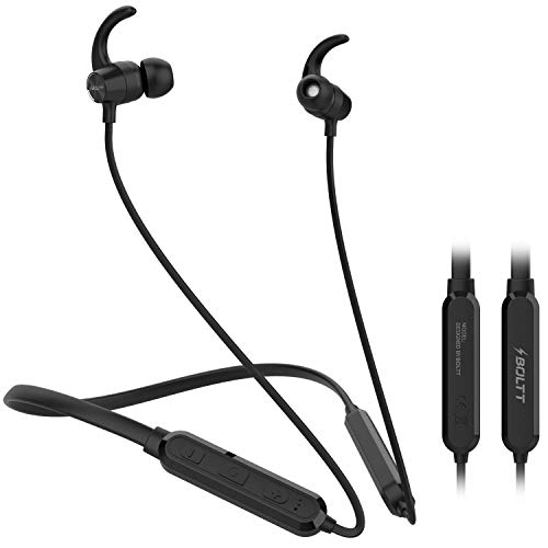 Product Cover Boltt Echo 1100 Neckband in Ear Bluetooth 5.0 Earphone Hearable with Incredible Sound, Google & Siri Assistance, Adjustable Neckband & Magnetic Earbuds (Black)