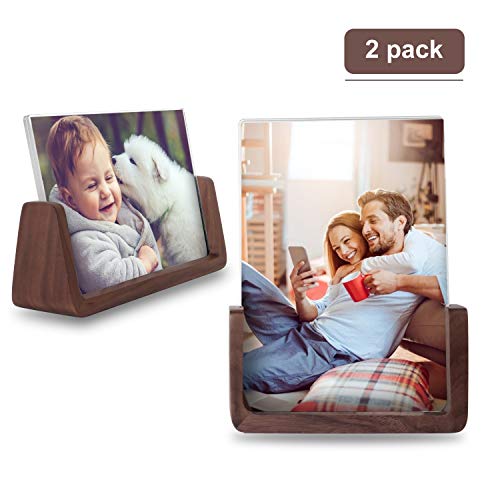 Product Cover Lezgo 4x6 inch Picture Frame (2 Pack)- Photo Frame Made of Solid Wood Acrylic High-Definition Glass for Table Top Display