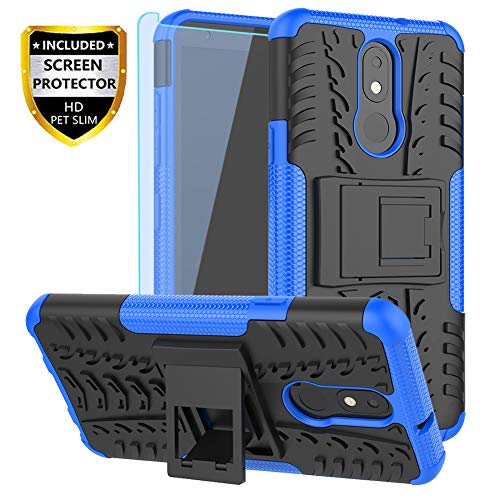 Product Cover LG Tribute Roya Case, with HD Screen Protector, LG Aristo 4 Plus Case, LG Prime 2 Case, SKTGSLMY [Shockproof] Tough Rugged Dual Layer Protective Case Hybrid Kickstand Cover for LG Aristo 4+ (Blue)