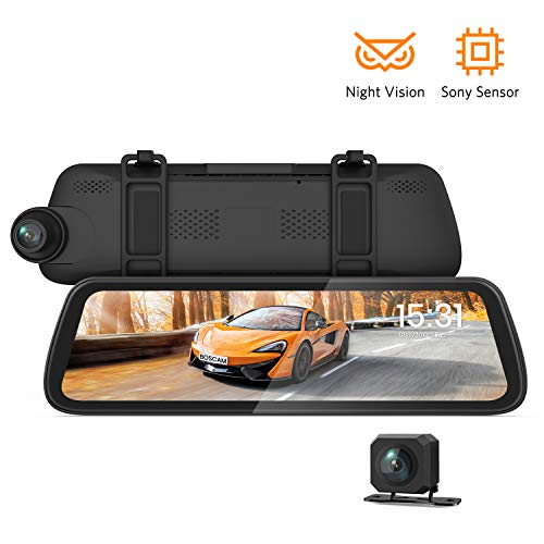 Product Cover BOSCAM Mirror Dash Cam Sony IMX Sensor Dash Camera for Cars, Backup Camera with Night Vision 9.35″ Laminated and Anti-Glare Display, 1080P Dual Dash Cam with Streaming Media (R2)