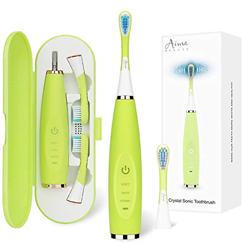 Product Cover Electric Toothbrush for Kids & Adults Powered Sonic Toothbrushes with Travel Case, Kinds Color of Rechargeable Whitening Tooth Brush with 2 Soft Bristles (Green)
