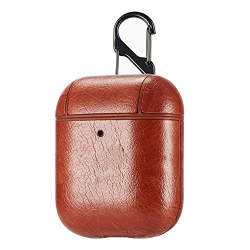 Product Cover Blast Inn Leather Skin Fit Vintage Matte Leather Hook Case Cover Compatible with Apple Airpods Protective - Brown