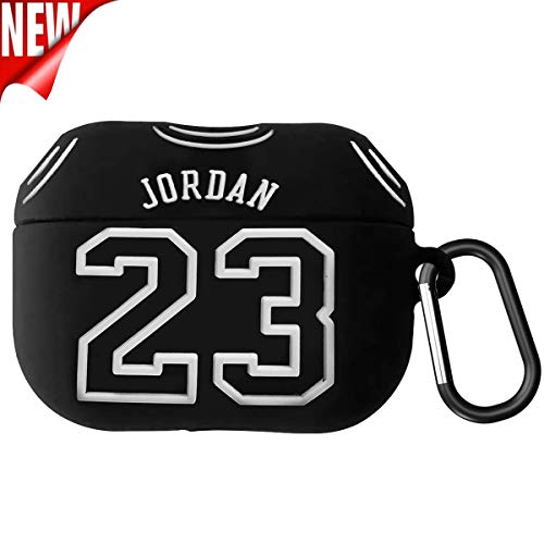 Product Cover Woocon for Jordan Airpods Pro Case,Newest Cartoon Cool NBA Character Silicone Protective Cover Accessories Airpods Keychain Case for Boy Compatible with Airpods 3 (23 Jordan Black for pro case)