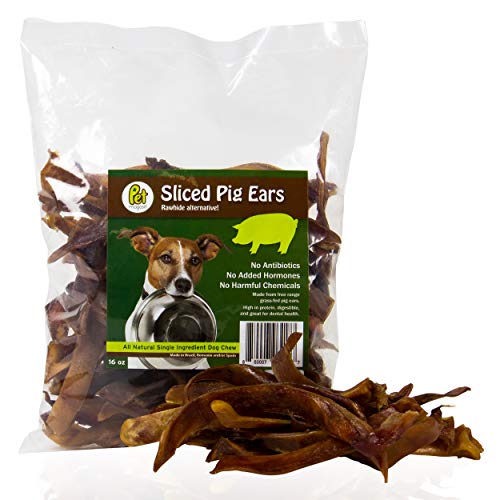 Product Cover Pet Magasin Rawhide Alternative Sliced Pig Ears Strips 16 Oz Irradiated for Safe Dog Treats, FDA & USDA Approved