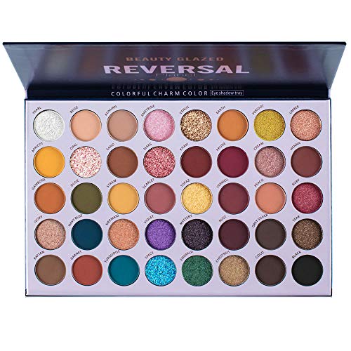 Product Cover Beauty Glazed Reversal Planet Eyeshadow Palette, High Pigmented 40 Colors Natural Makeup Pallets Easy to Blend Shades Metallic Matte Glitter Shimmers Eyeshadow Sweatproof and Waterproof Eye Shadow
