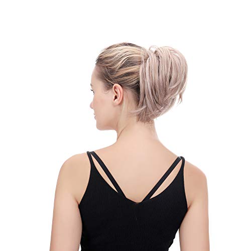 Product Cover Oubeca Tousled Synthetic Hairpiece Scrunchies Straight Elastic Updo Scrunchy Bun For Women (4/60/Gray)