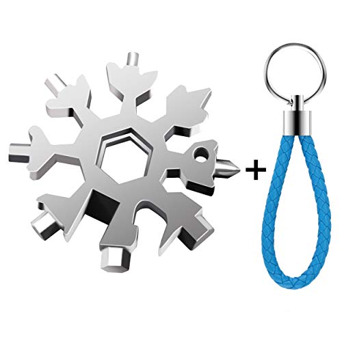 Product Cover Tehwhy 18-in-1 Snowflake Multi Tool, Portable Keychain Screwdriver Multitools Durable Stainless Steel Snow Bottle Opener/Flat Phillips Screwdriver Kit/Wrench (Standard,Keychain included)