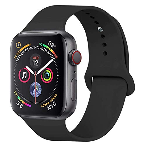 Product Cover Blast Inn Soft Silicone Sport Band Wrist Strap Compatible for iWatch Series 5/4/3/2/1 for 42/44mm (Black)