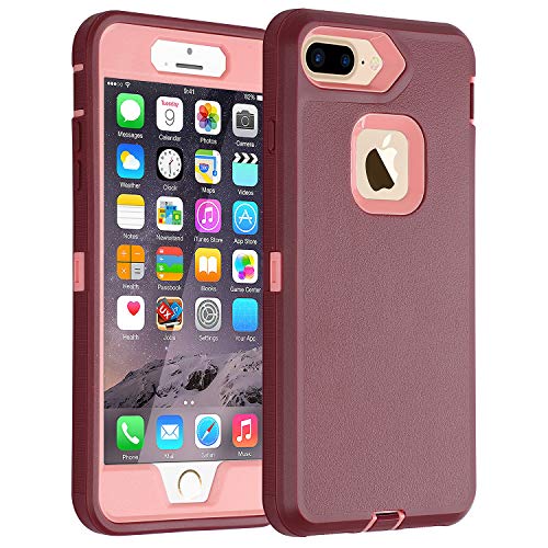 Product Cover Co-Goldguard Case for iPhone 7 Plus / 8 Plus Heavy Duty Armor 3 in1 Built-in Screen Protector Rugged Cover Dust-Proof Shockproof Scratch Resistant Shell Compatible with Apple iPhone 7+/8+,Purple&Pink